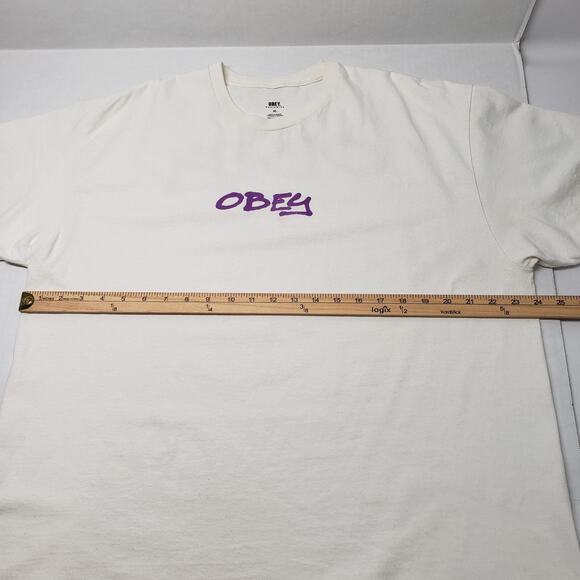 Obey T-Shirt Mens XL Ivory Short Sleeve Graffiti Skater Grunge Streetwear Zumiez - Picture 4 of 16